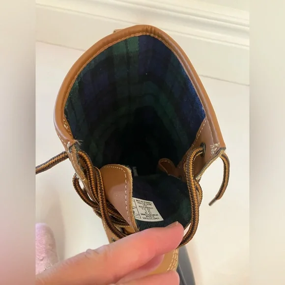 Lands’ End Women’s Size 7 Duck Boots Black Tan Flannel Lined - Picture 12 of 13